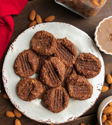 almond pulp paleo cookies on a white plate