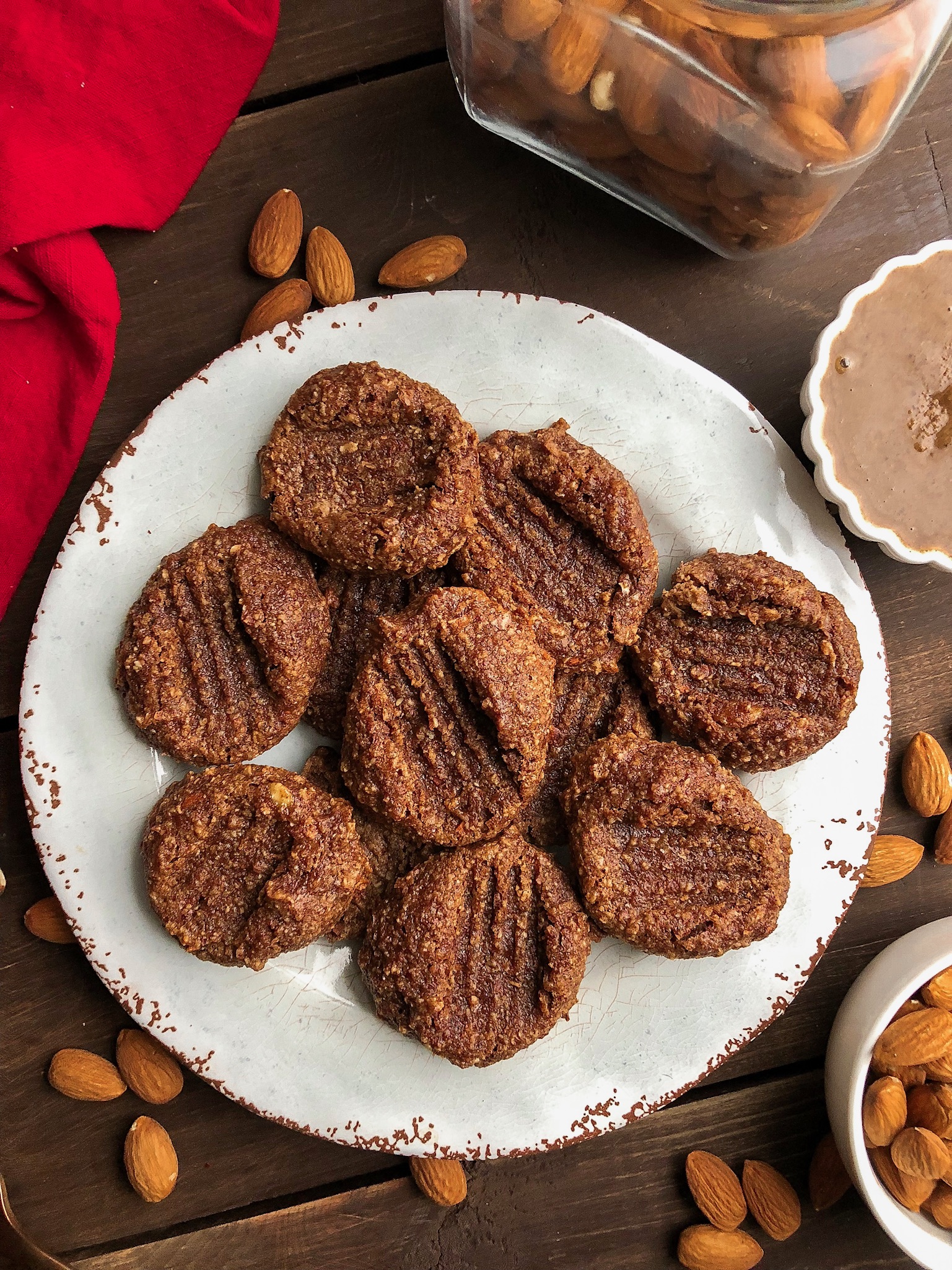 almond pulp paleo cookies on a white plate