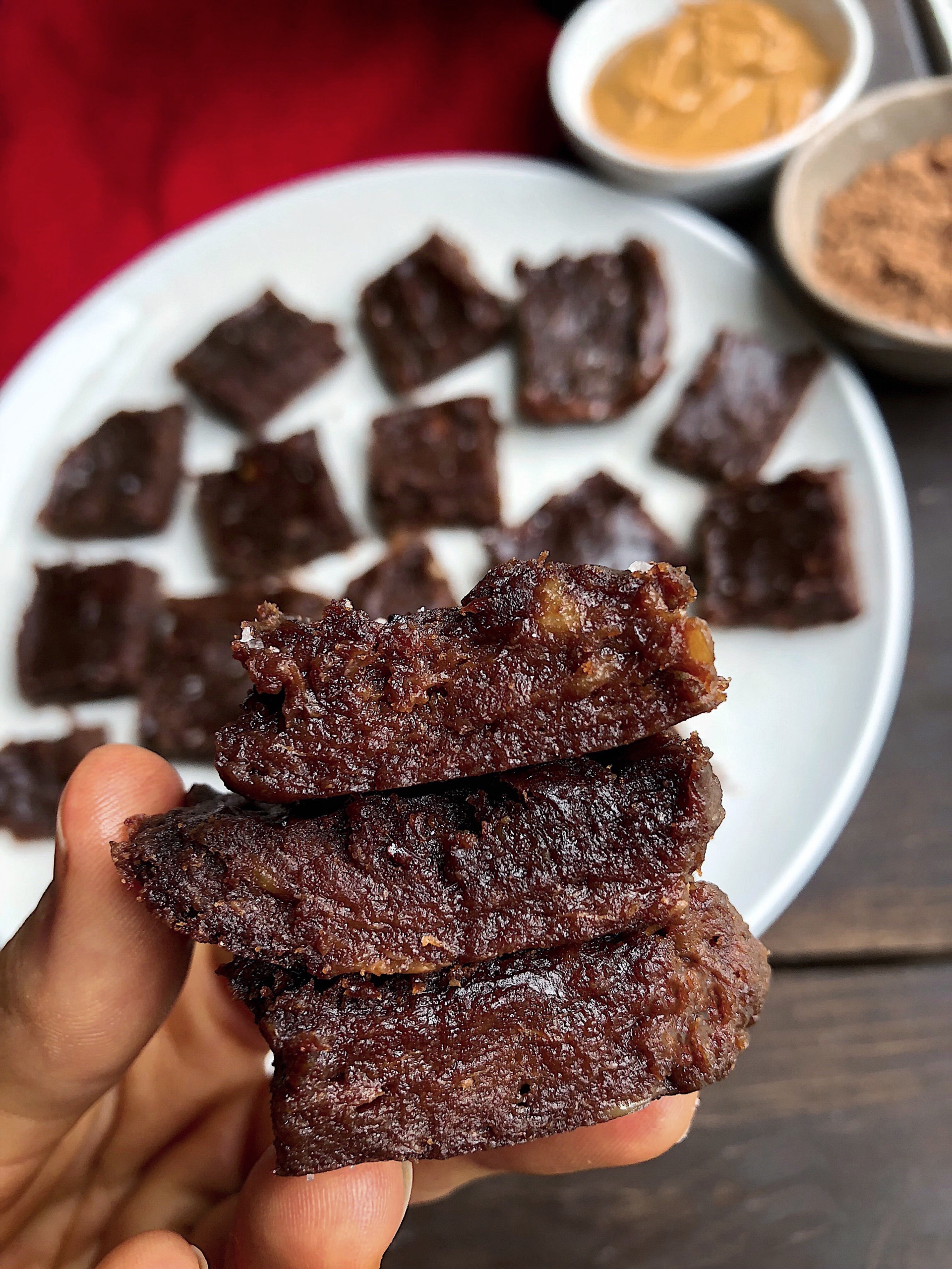 5 ingredient brownies on a white plate