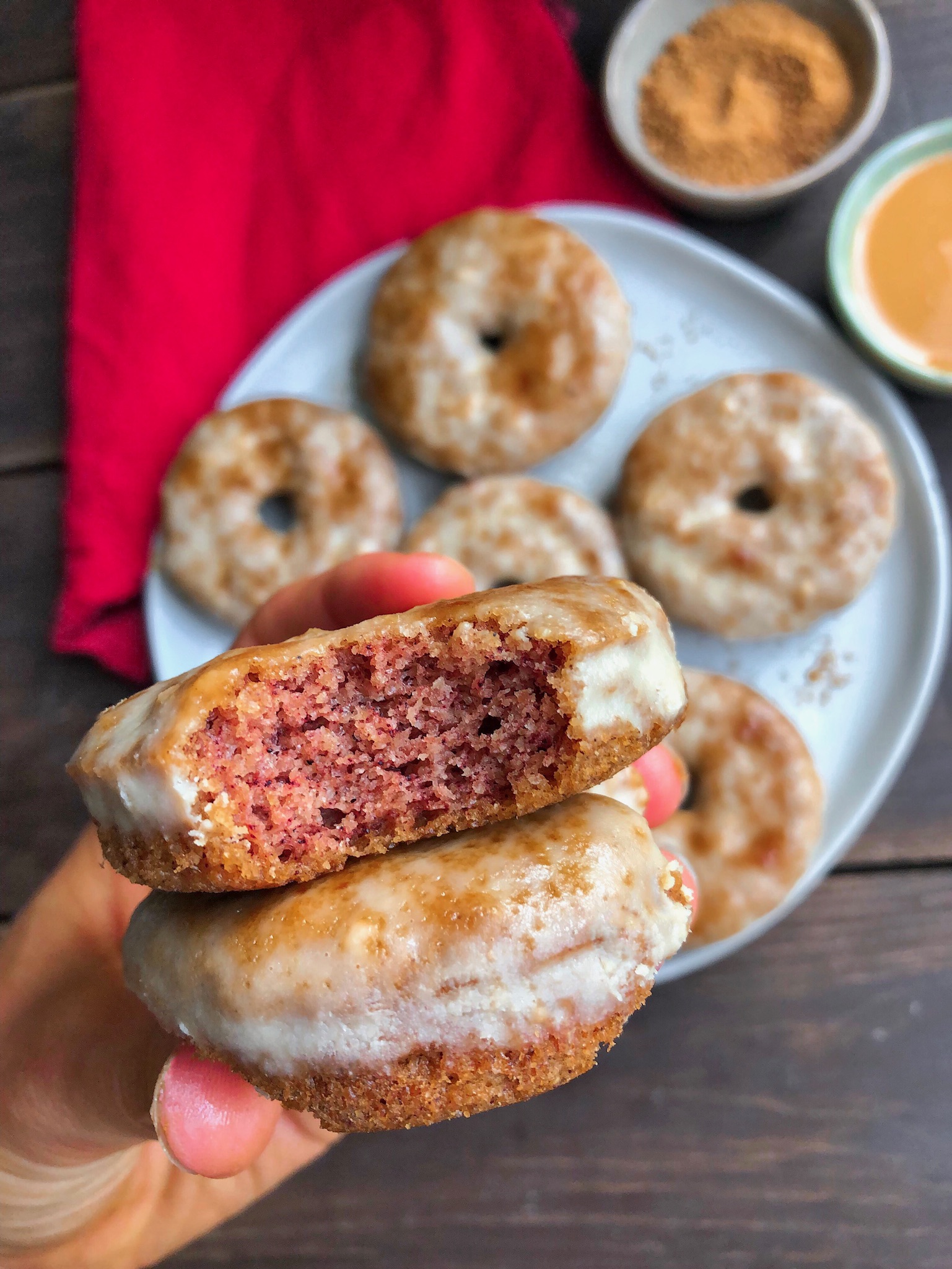 maple paleo donuts on a white plate