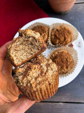 snickerdoodle muffins on a white plate