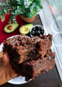 chocolate avocado prune brownies that are paleo, gluten free, and vegan