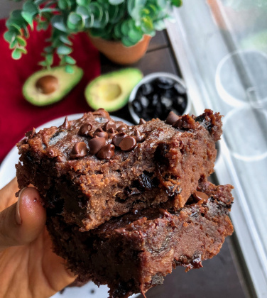 chocolate avocado prune brownies that are paleo, gluten free, and vegan