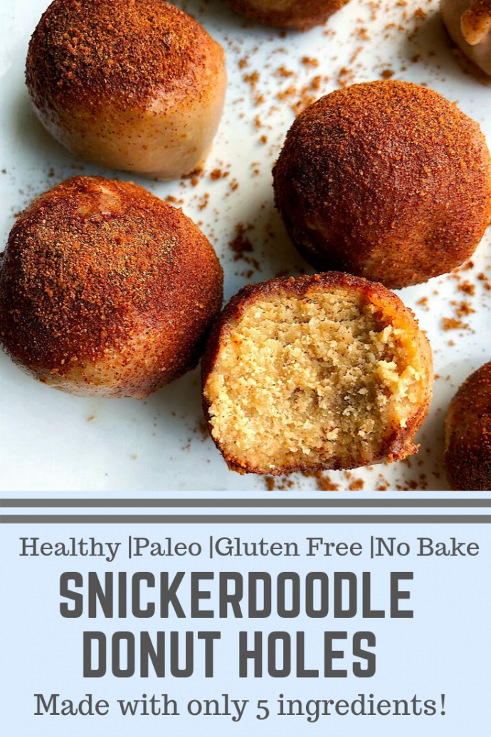 snickerdoodle no bake donut holes that are paleo, gluten free, and healthy