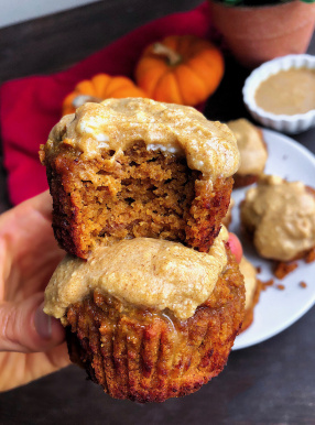 healthy paleo pumpkin muffins with an easy icing on top