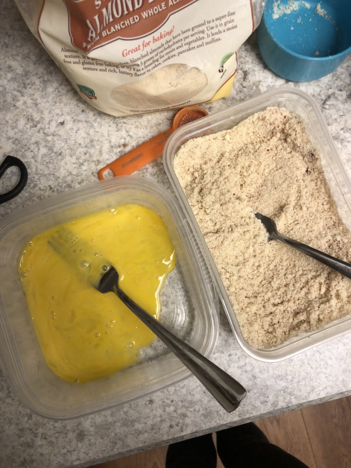 egg wash and almond flour mixture