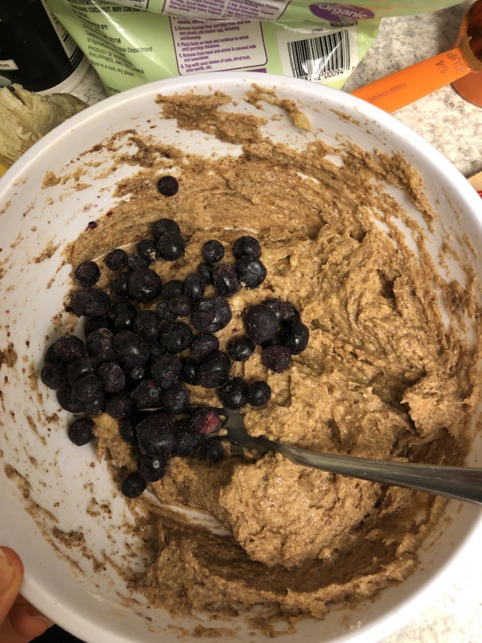 vegan banana bread batter in a bowl