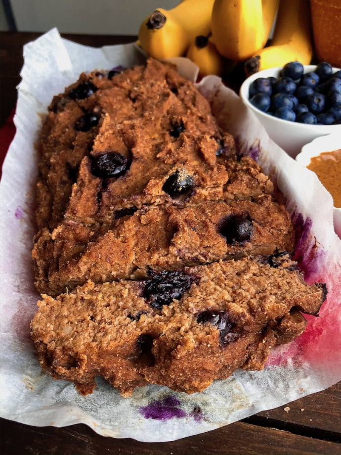 vegan blueberry banana bread