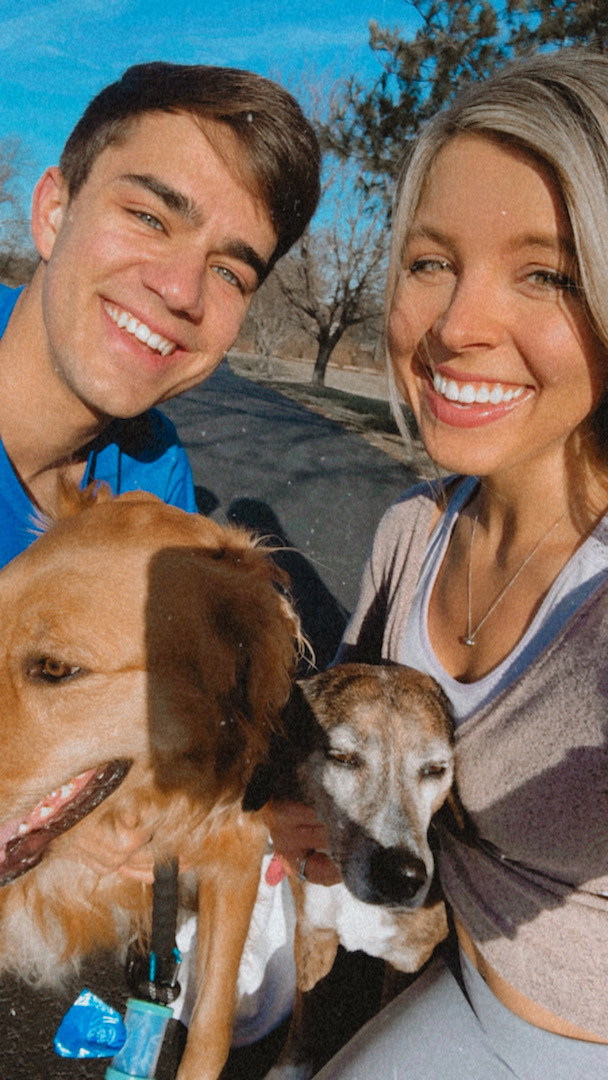 couple with dogs