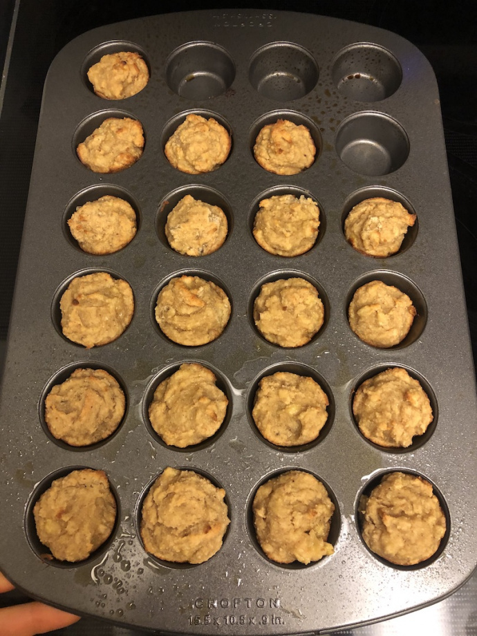 Pb banana muffins in a mini muffin tin