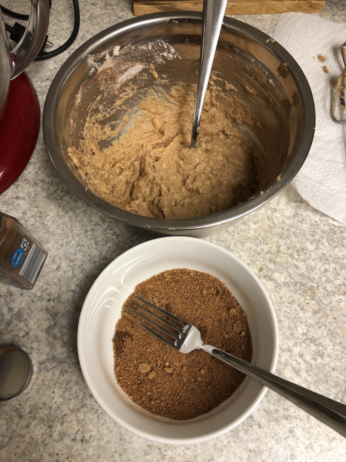 cinnamon swirl banana bread batter