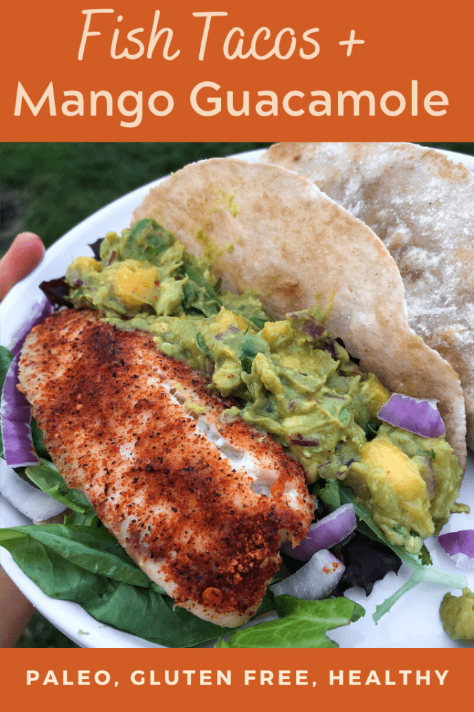 Fish Tacos with Mango Guacamole {paleo, gluten free}