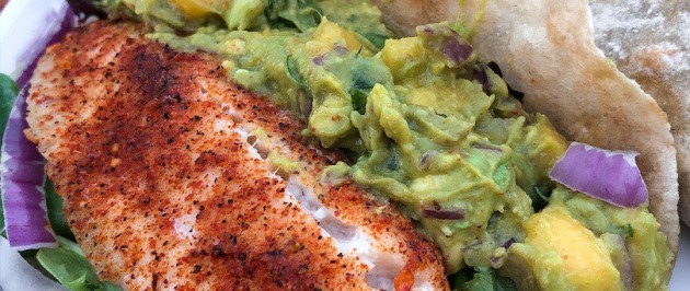 Fish Tacos with Mango Guacamole {paleo, gluten free}