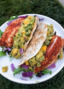 Fish Tacos with Mango Guacamole {paleo, gluten free}