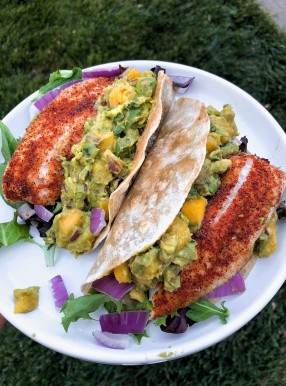 Fish Tacos with Mango Guacamole {paleo, gluten free}