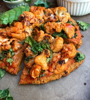 Buffalo Cauliflower Pizza (gluten free, vegan)