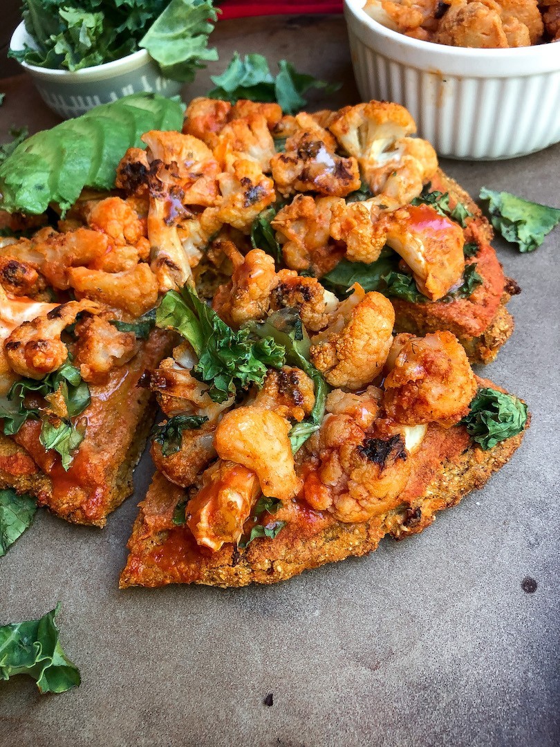 Buffalo Cauliflower Pizza (gluten free, vegan)