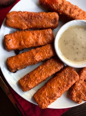 Tofu "chicken" fingers (gluten free, vegan, healthy)