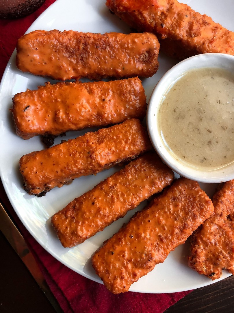 Tofu "chicken" fingers (gluten free, vegan, healthy)