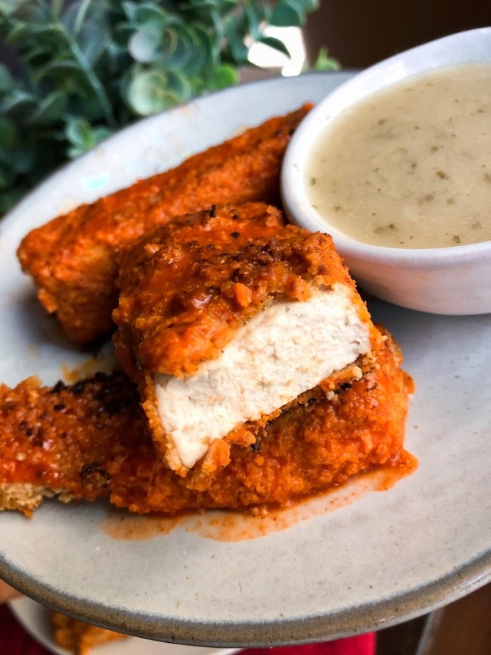 Tofu "chicken" fingers (gluten free, vegan, healthy)