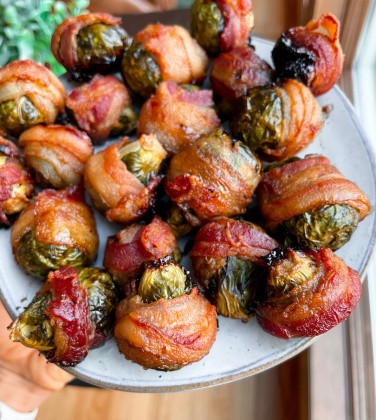 Bacon Wrapped Maple Brussel Sprouts