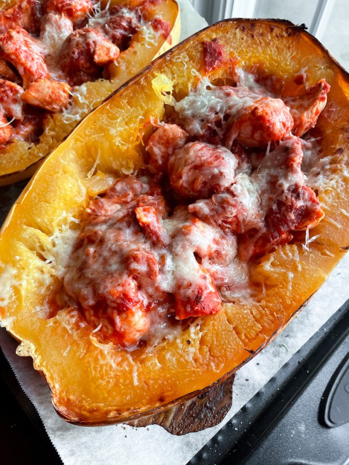 Chicken Parmesan Stuffed Spaghetti Squash