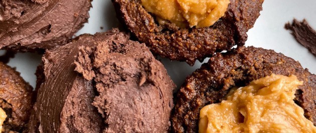 Peanut Butter Stuffed Chocolate Muffins (gluten free)
