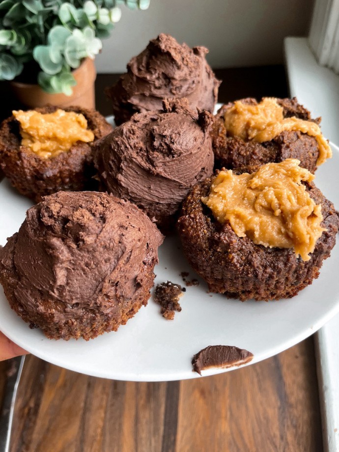Peanut Butter Stuffed Chocolate Muffins (gluten free) 