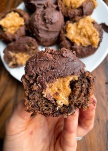 Peanut Butter Stuffed Chocolate Muffins (gluten free)