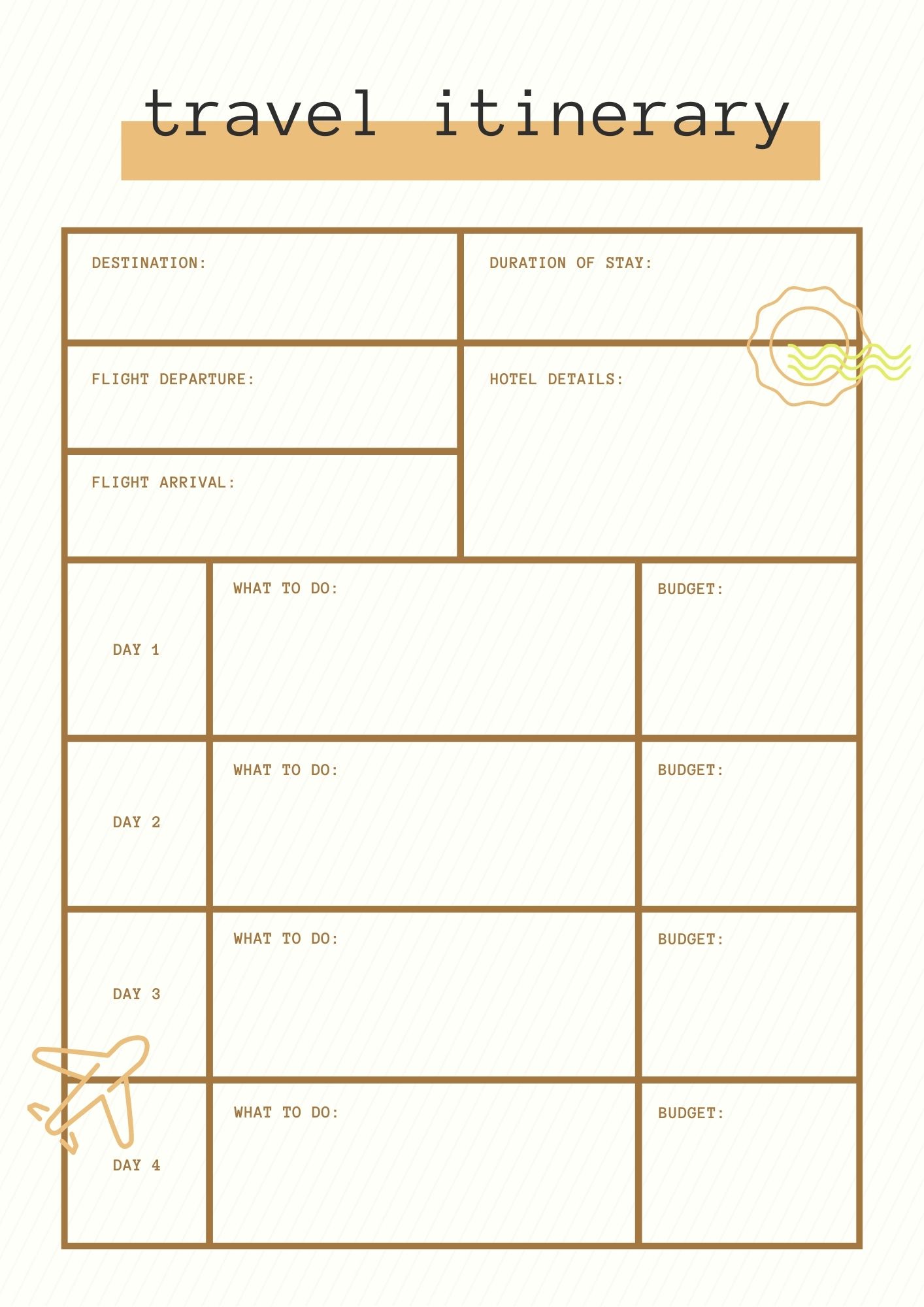 Free Printable Travel Itinerary - Choosing Balance