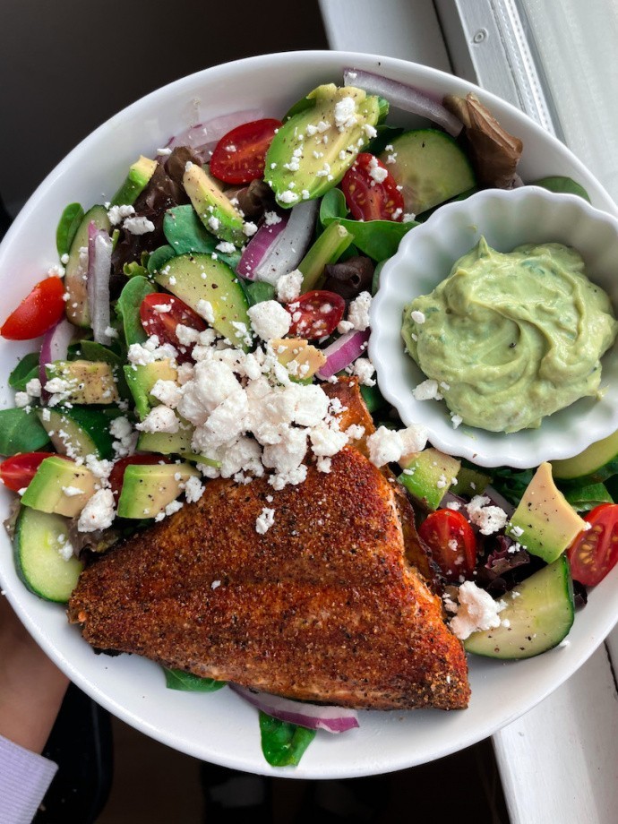 Salmon Salad with Green Goddess Dressing (healthy, easy, dinner ideas)