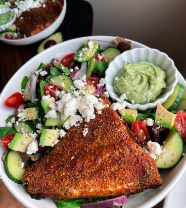 Salmon Salad with Green Goddess Dressing (healthy, easy, dinner ideas)