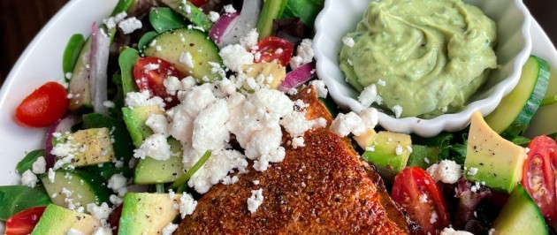 Salmon Salad with Green Goddess Dressing (healthy, easy, dinner ideas)