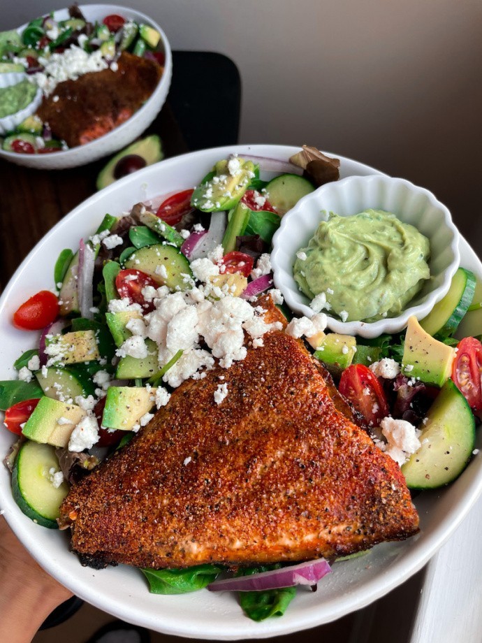 Salmon Salad with Green Goddess Dressing (healthy, easy, dinner ideas)