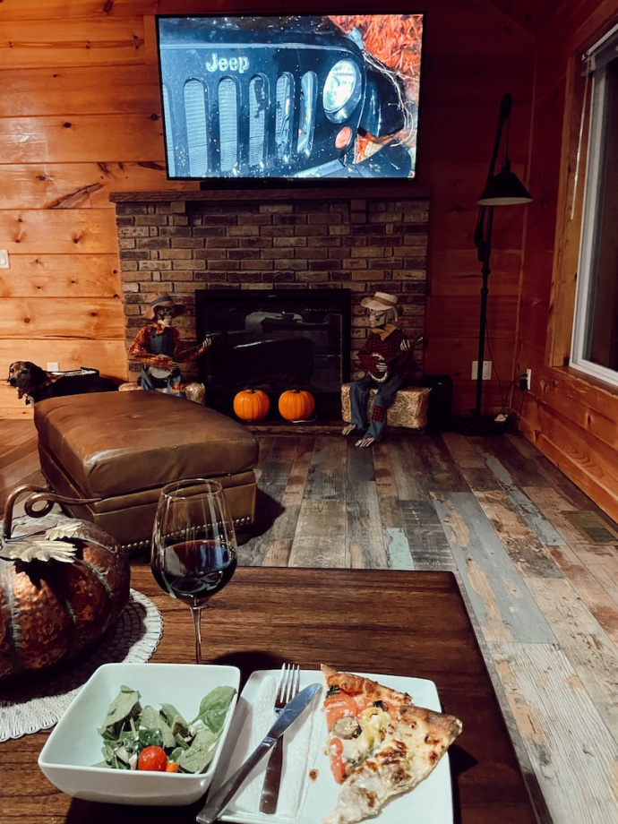 cabin and fireplace