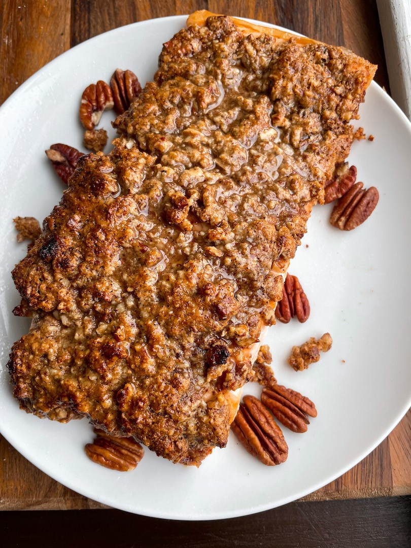 Maple Pecan Crusted Salmon (Gluten free, healthy)