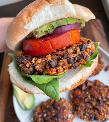 15 Minute Sweet Potato Black Bean Burgers (vegan, gluten free)