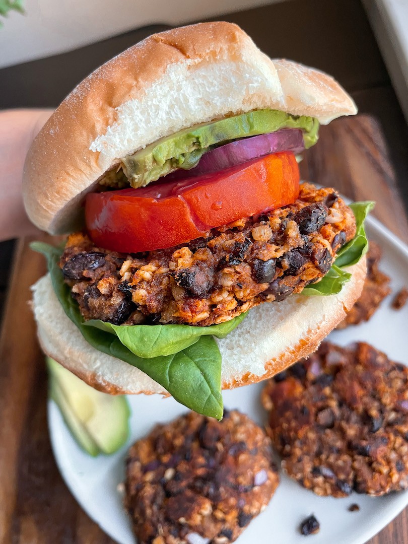 15 Minute Sweet Potato Black Bean Burgers (vegan, gluten free)