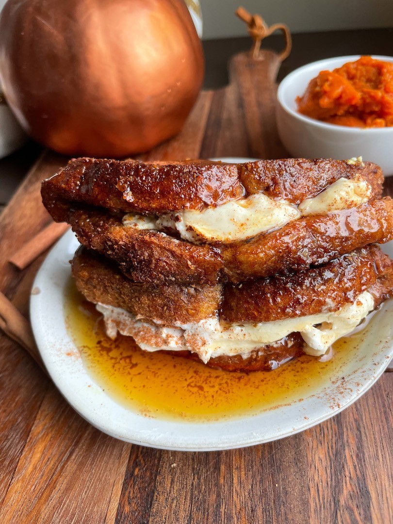 Vegan Pumpkin Stuffed French Toast