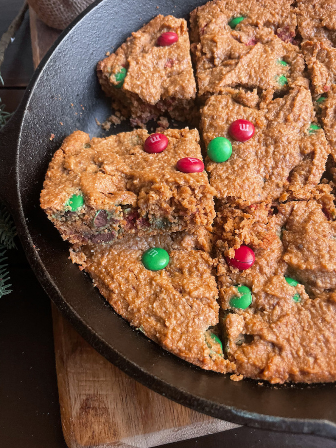 Christmas Monster Cookie Bars (gluten free, healthy)