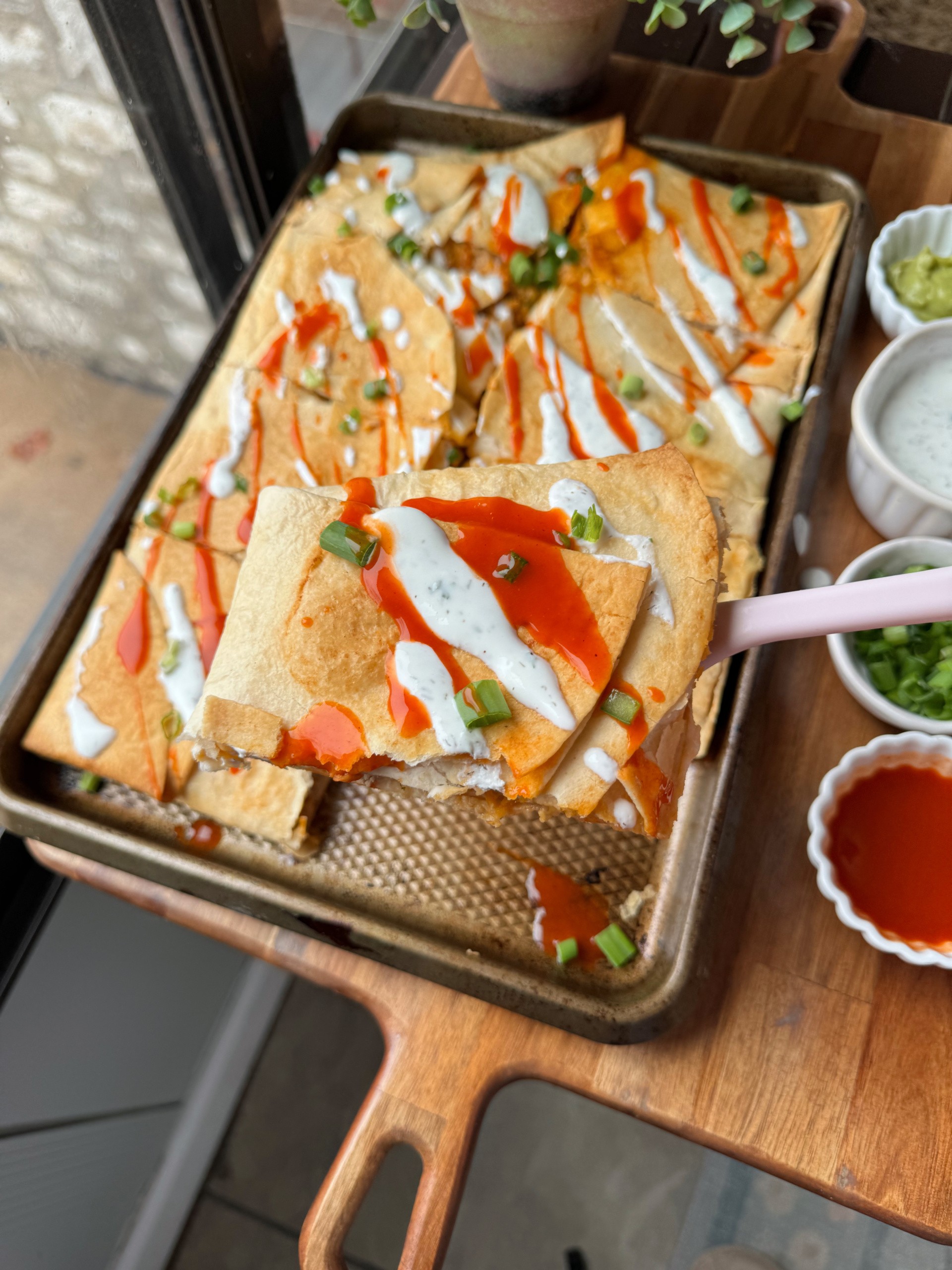 Buffalo Chicken Sheet Pan Quesadillas - Choosing Balance