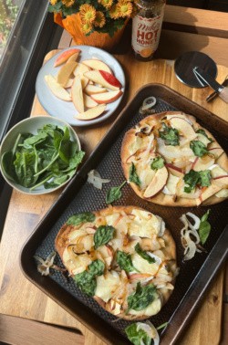 apple. brie, and bacon flatbreads